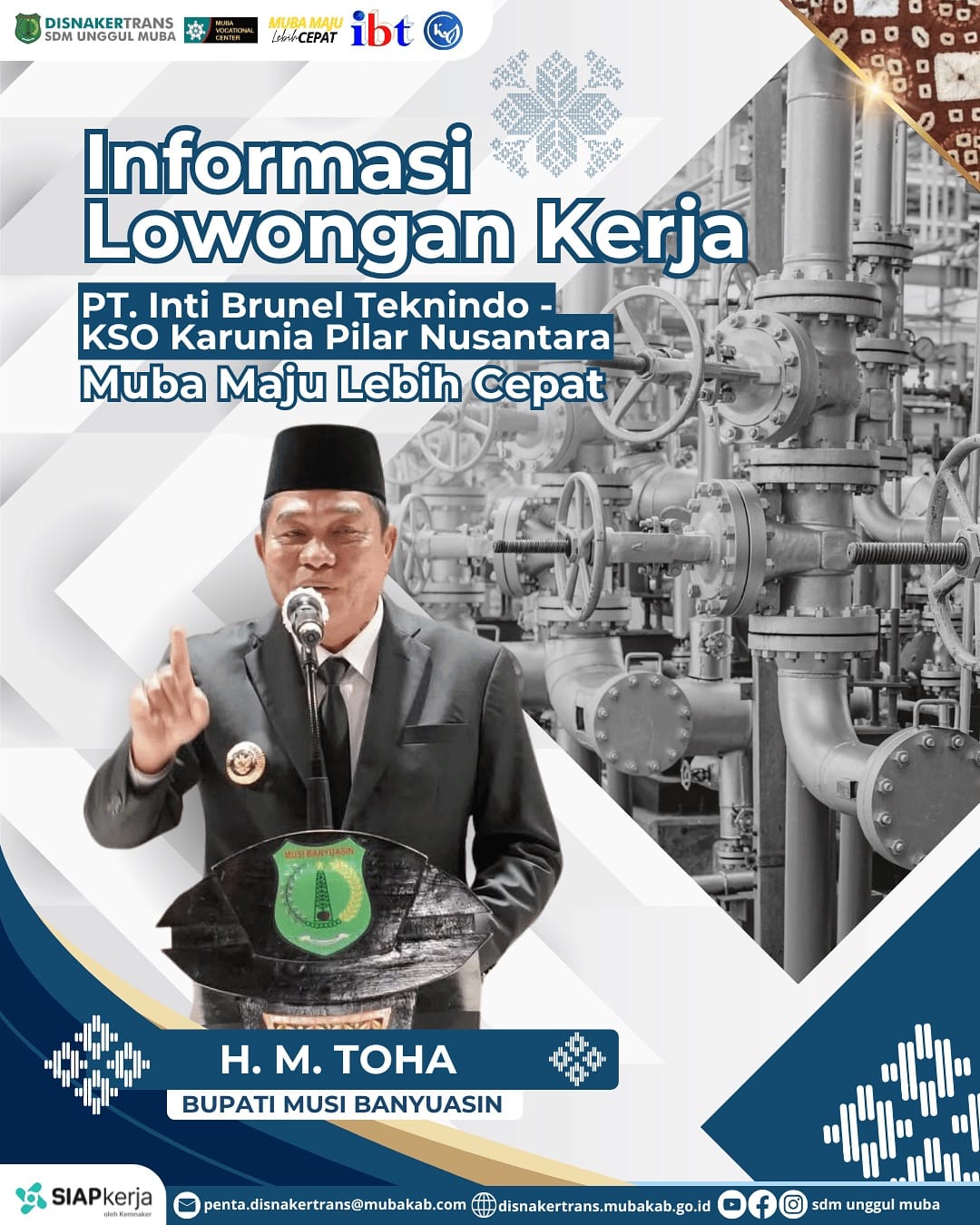 Pemkab Muba Buka Akses Tenaga Kerja Migas untuk Putra Daerah, Gandeng PT Inti Brunel Teknindo dan KSO Karunia 