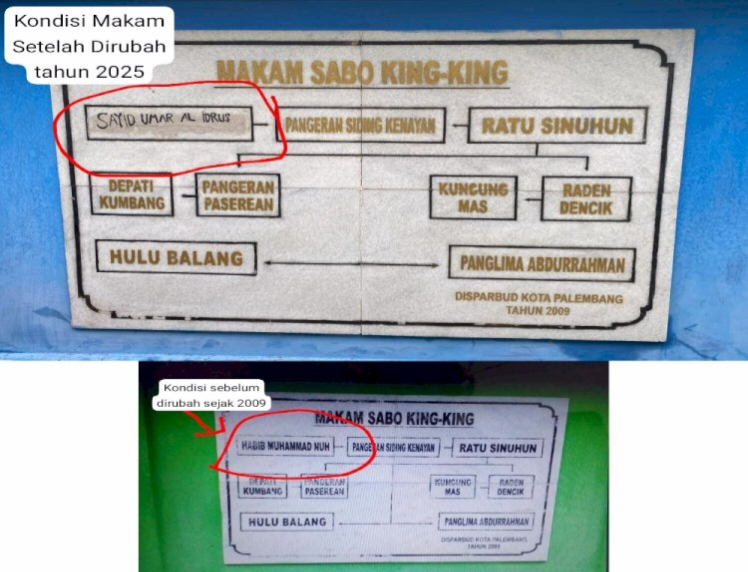 Misteri Perubahan Nama Prasasti Makam Sabo Kingking, Publik Palembang Heboh