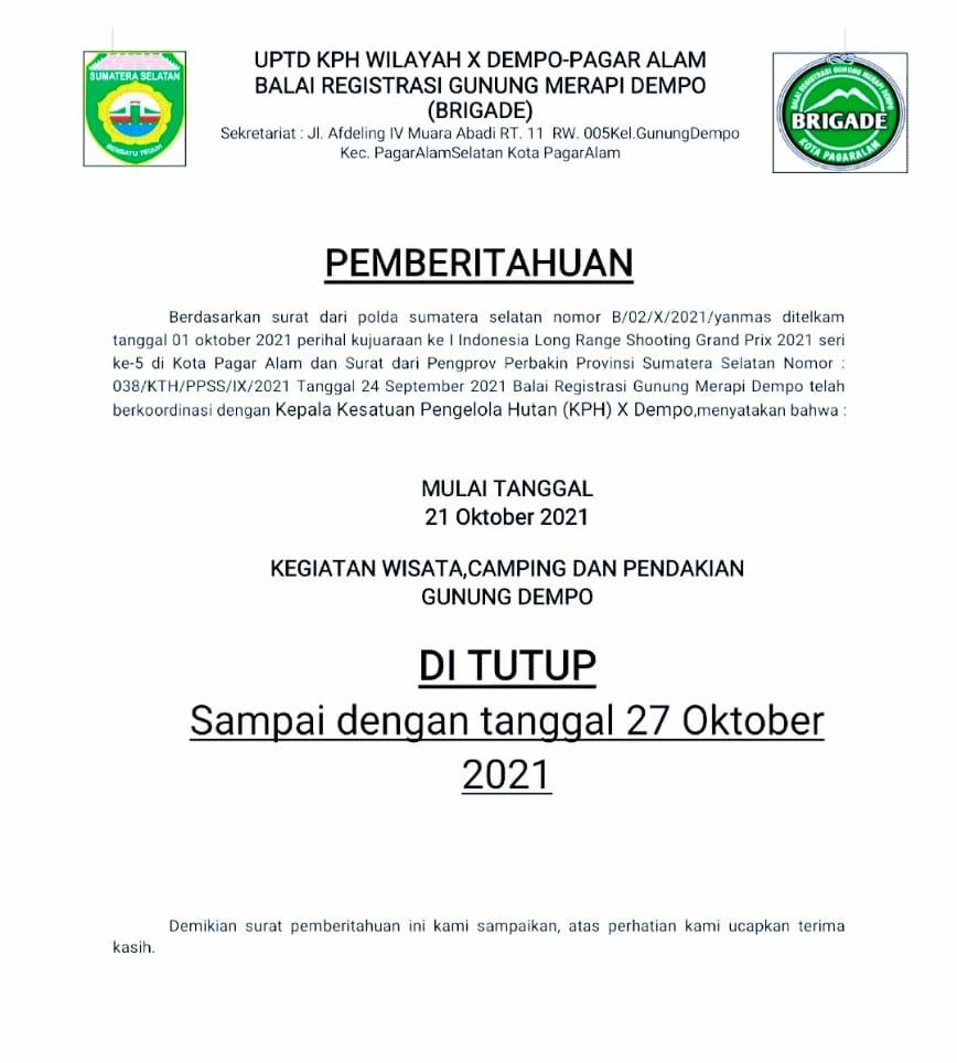 Pagaralam Jadi Tuan Rumah Kejuaraan Menembak, Kampung IV dan Wilayah Pendakian Ditutup