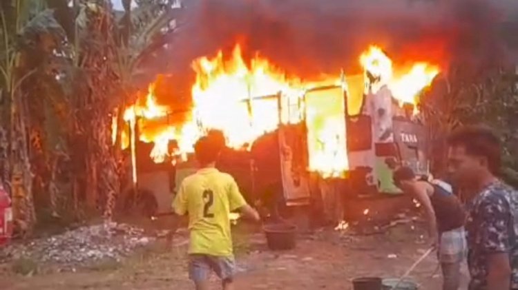 Tragis! Mobil Bus Terbakar di Lubuklinggau, Satu Korban Tewas Terpanggang