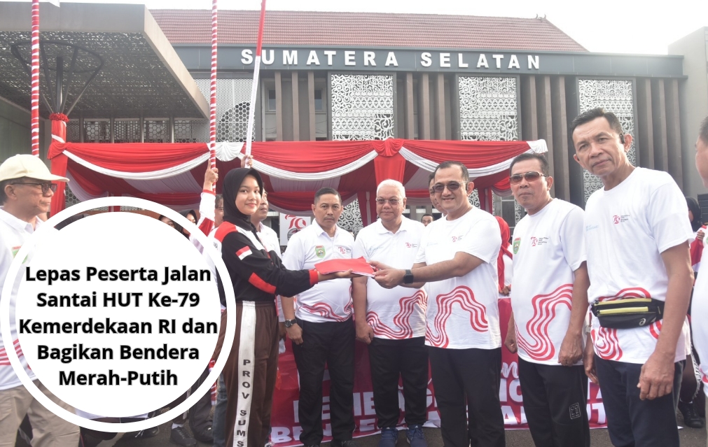 Lepas Peserta Jalan Santai HUT Ke-79 Kemerdekaan RI dan Bagikan Bendera Merah-Putih