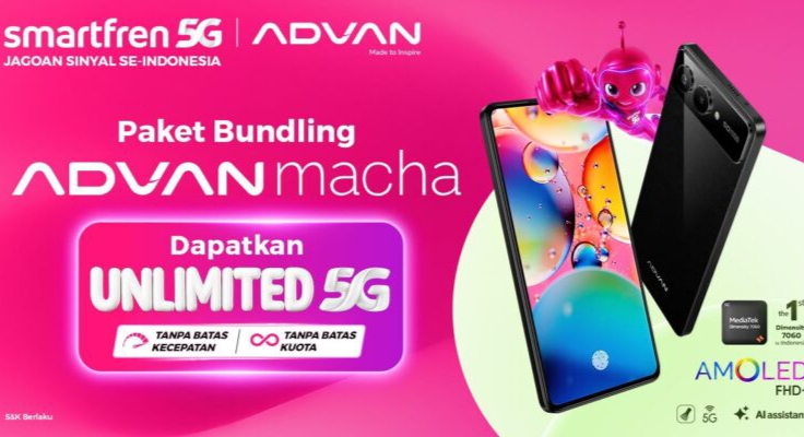 ADVAN Macha 5G Bundling Smartfren, Dapat Unlimited 5G dan Google Gemini Gratis 6 Bulan