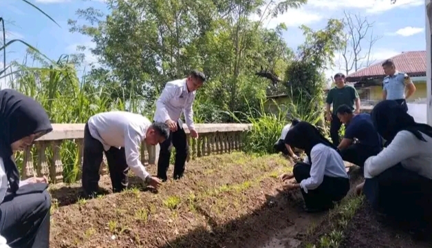 Dukung Program Ketahanan Pangan, Lapas Empat Lawang Lakukan Pengecekan Budidaya Kangkung
