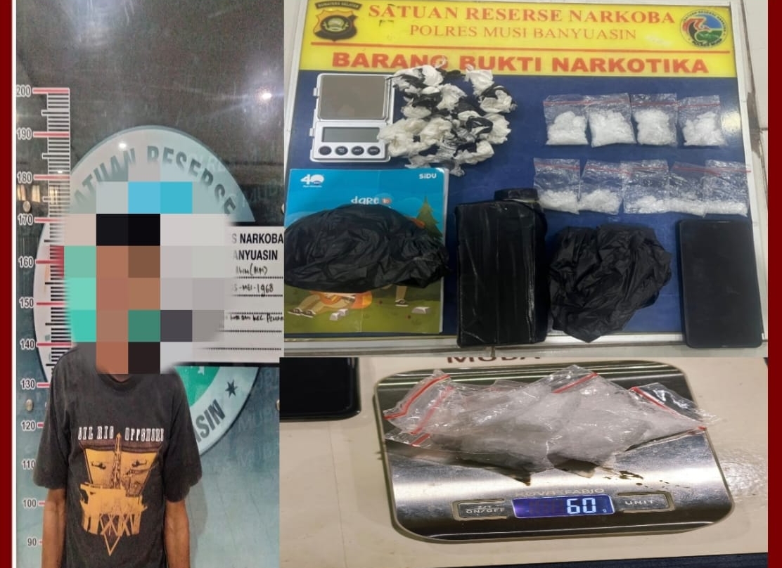 Satres Narkoba Polres Muba Tangkap Dua Pengedar Sabu Asal PALI, 60 Gram Barang Bukti Diamankan