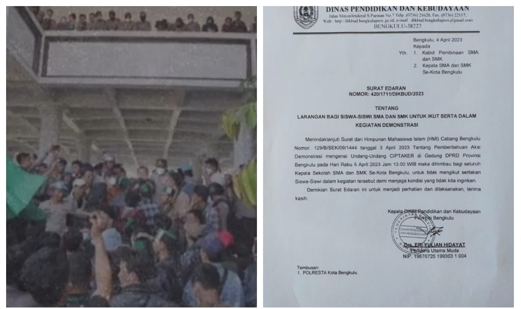 Dikbud Bengkulu Diduga Terbitkan SE Larang SMA/SMK Ikut Demo