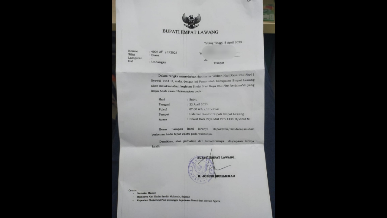 Beredar Surat Undangan Bupati Empat Lawang || Warga: Lebaran Sabtu Apa Jum'at?