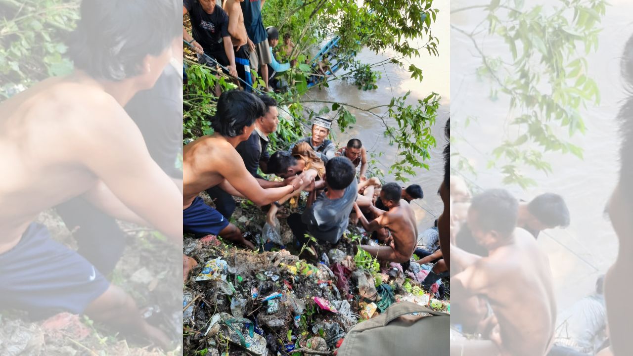 Mobil Nyemplung Ke Sungai, Warga Bantu Evakuasi