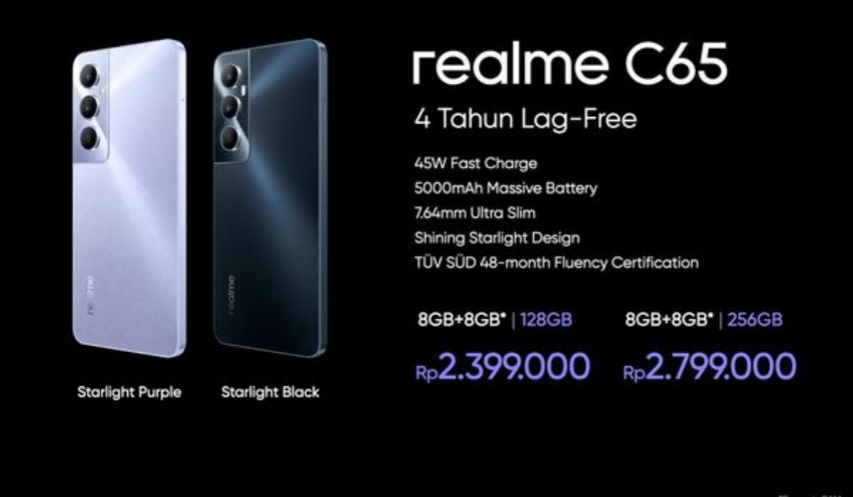 Realme C65 Hadir dengan Desain Menawan, Fitur Premium, dan Harga Terjangkau