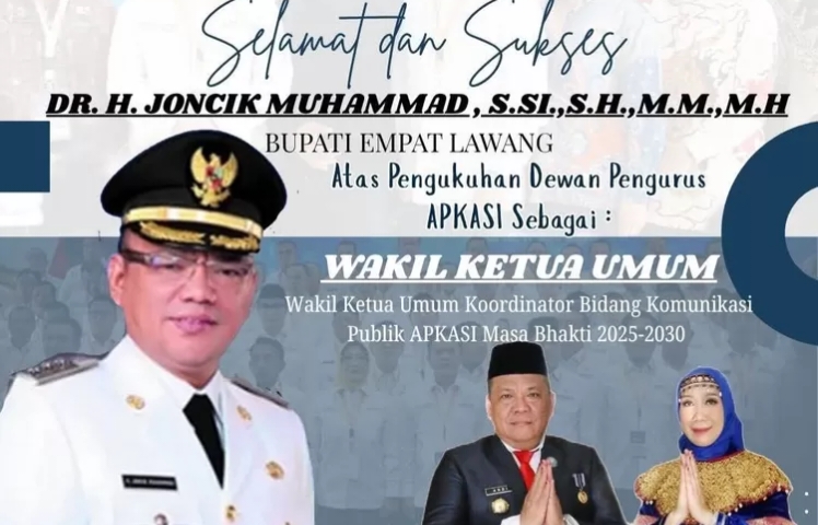 Kepala BNN Empat Lawang Ucapkan Selamat atas Pengukuhan Bupati Joncik Muhammad sebagai Waketum APKASI