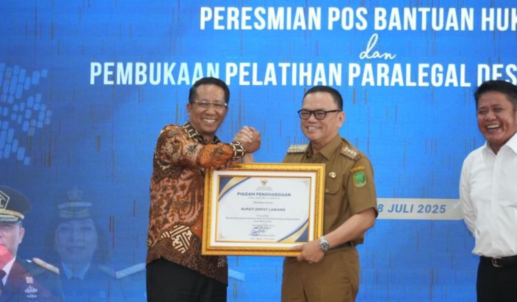 Bupati Empat Lawang Terima Penghargaan dari Kemenkumham, Komitmen Wujudkan Posbankum di Desa dan Kelurahan