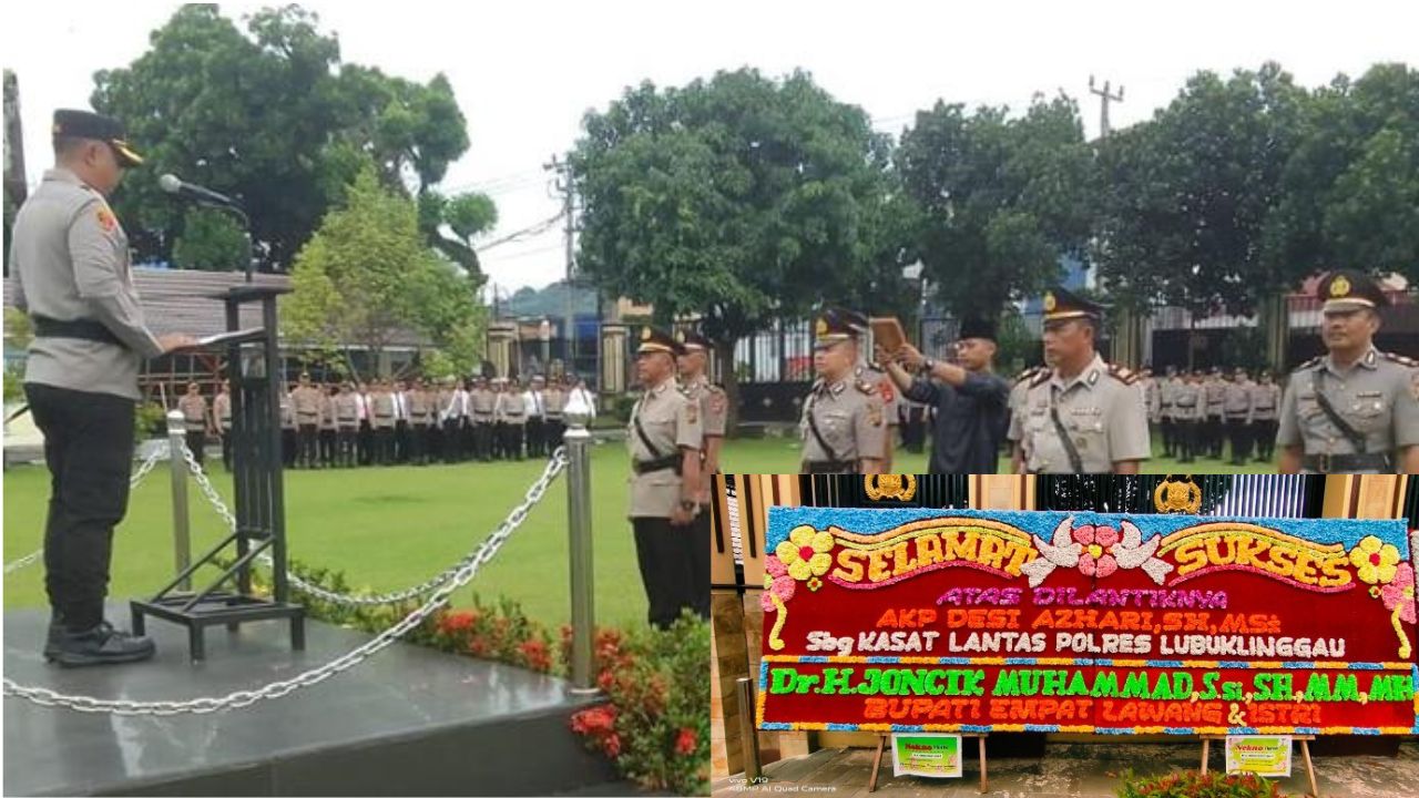 AKP Desi Azhari, Resmi Pimpin Lalu Lintas Polres Lubuklinggau, Berjejer Papan Bunga Ucapan Selamat