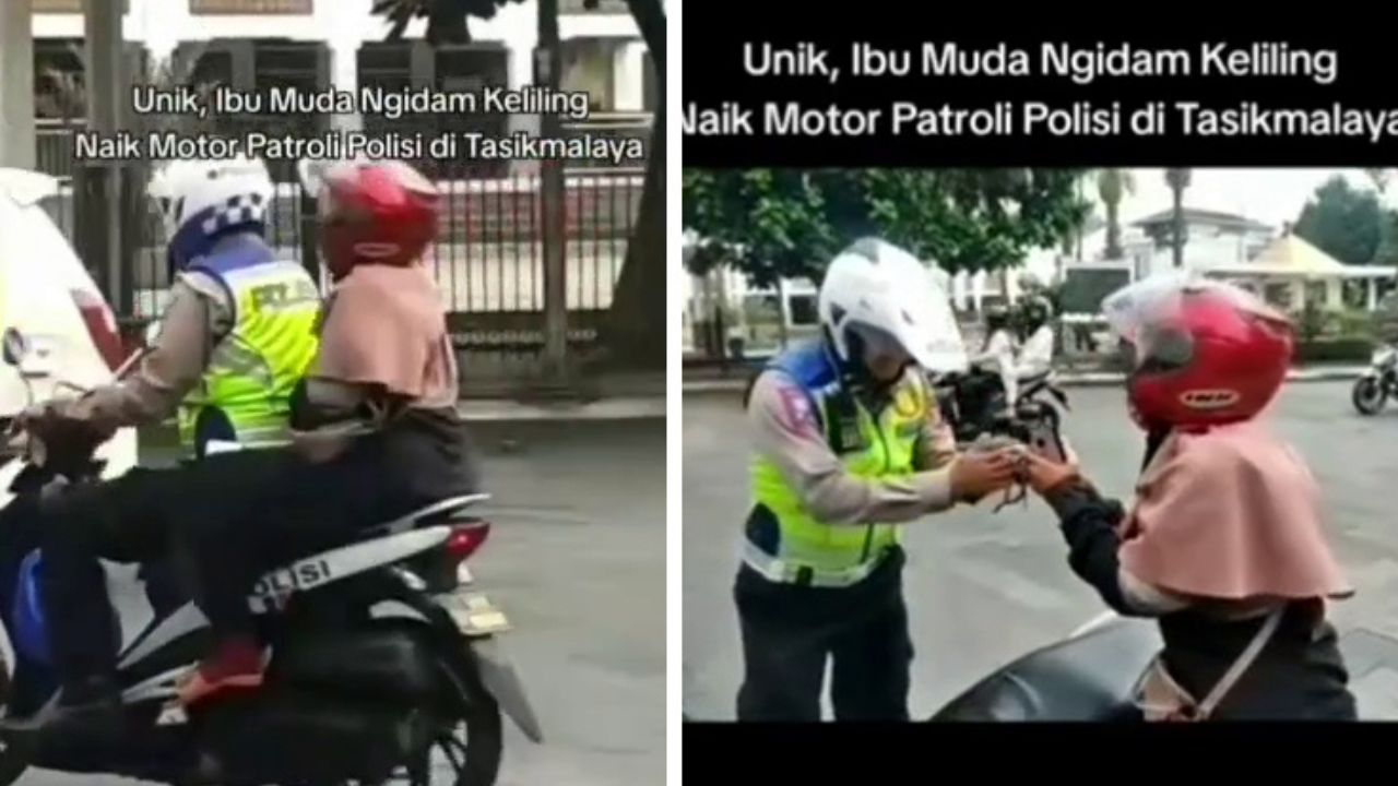 Viral! Ibu Hamil Ini Ngidam Diboncengi Polisi