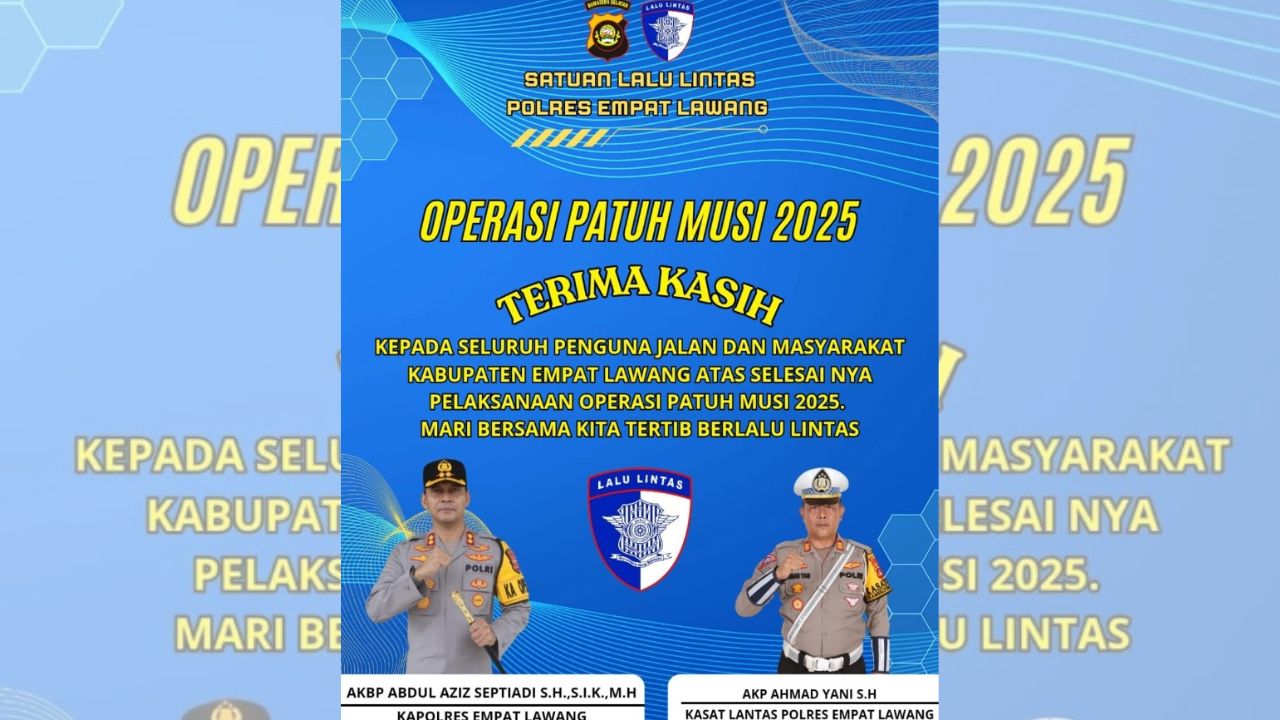 Operasi Patuh Musi 2025 Selesai, Polres Empat Lawang Ucapkan Terima Kasih kepada Masyarakat