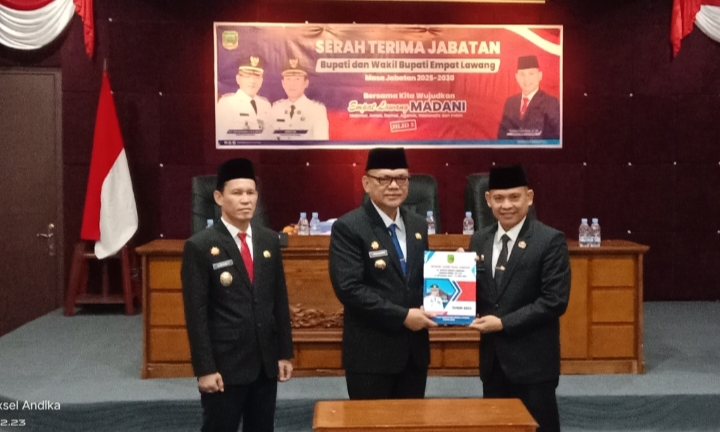 Serah Terima Jabatan Bupati dan Wakil Bupati Empat Lawang 2025–2030 Berlangsung Khidmat
