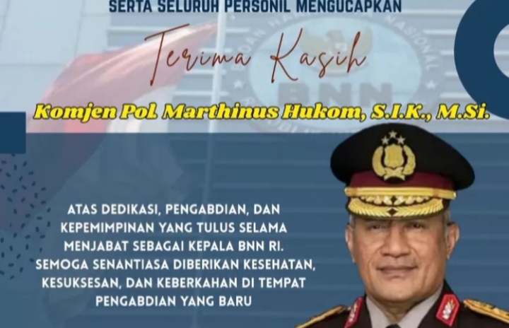 Kepala BNNK Empat Lawang Sampaikan Terima Kasih kepada Komjen Pol. Marthinus Hukom atas Pengabdian