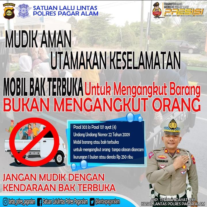 Mau Mudik, Ini Tips Mudik Aman dan Nyaman dari Kasat Lantas Pagaralam