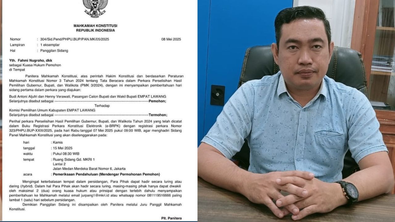 KPU Pastikan Hadir, MK Tetapkan Sidang Sengketa PSU Empat Lawang Digelar 15 Mei 2025