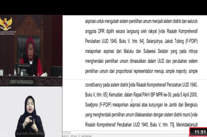 Link Video Streaming Sidang Pleno Pembacaan Putusan Terkait Gugatan Sistem Pemilu 