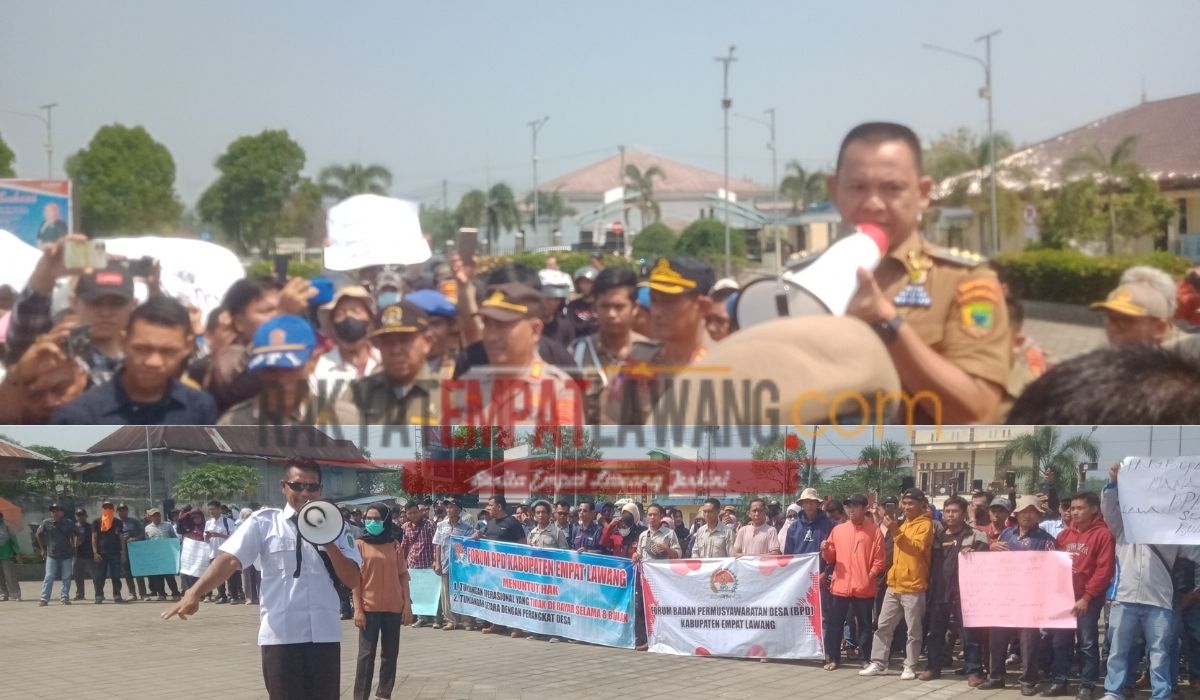 Tuntut Pembayaran Tunggakan Operasional dan Penyelarasan Tunjangan Ratusan anggota BPD Gelar Aksi Demo