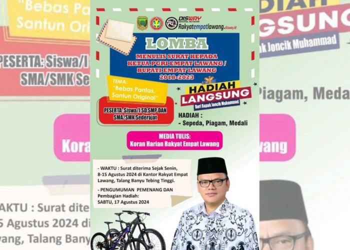 Lomba Menulis Surat ke PGRI Empat Lawang, Berikut Batas Akhir Pengumpulan Surat!