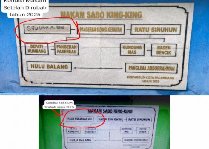 Misteri Perubahan Nama Prasasti Makam Sabo Kingking, Publik Palembang Heboh