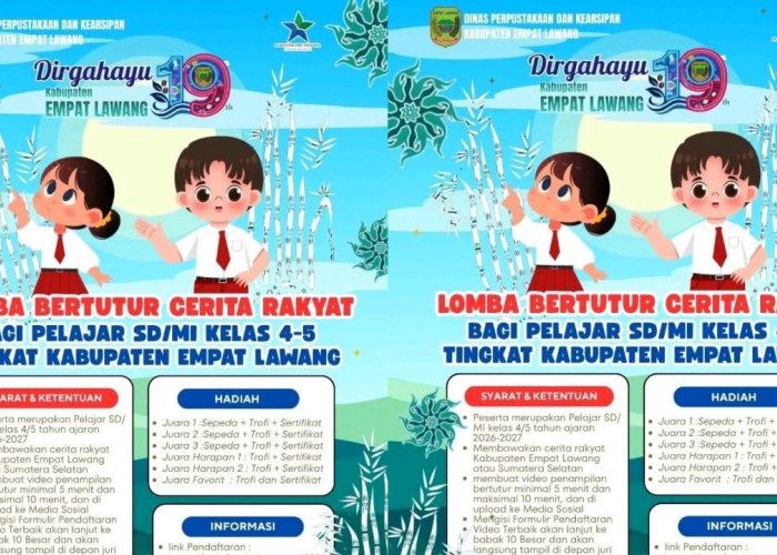 Semarak HUT ke-19 Empat Lawang, Lomba Bertutur Cerita Rakyat di Gelar, Jadi Ajang Tumbuhkan Literasi Anak
