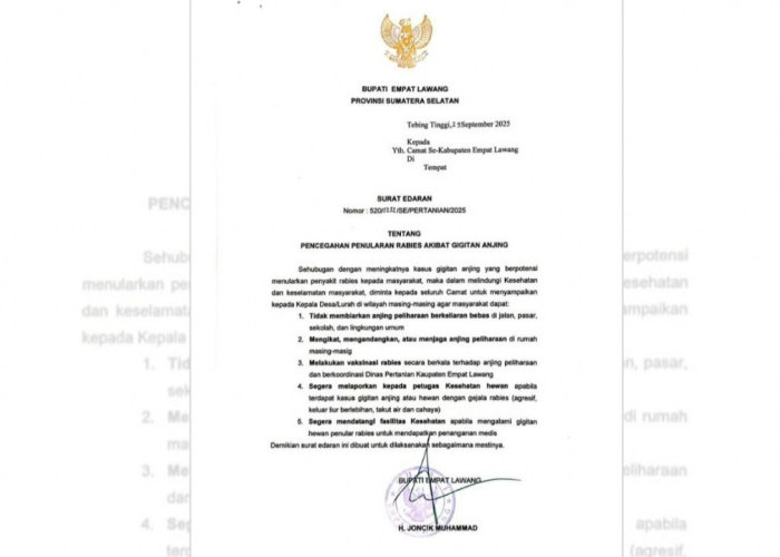 Bupati Empat Lawang Terbitkan Surat Edaran Simak Berikut Isinya ! 
