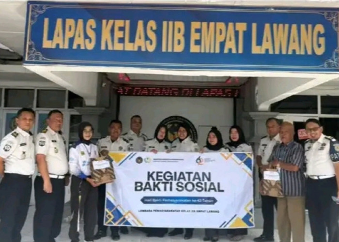 Lapas Empat Lawang Tebar Kepedulian, Bagikan Sembako Sambut Hari Bakti Pemasyarakatan ke-62