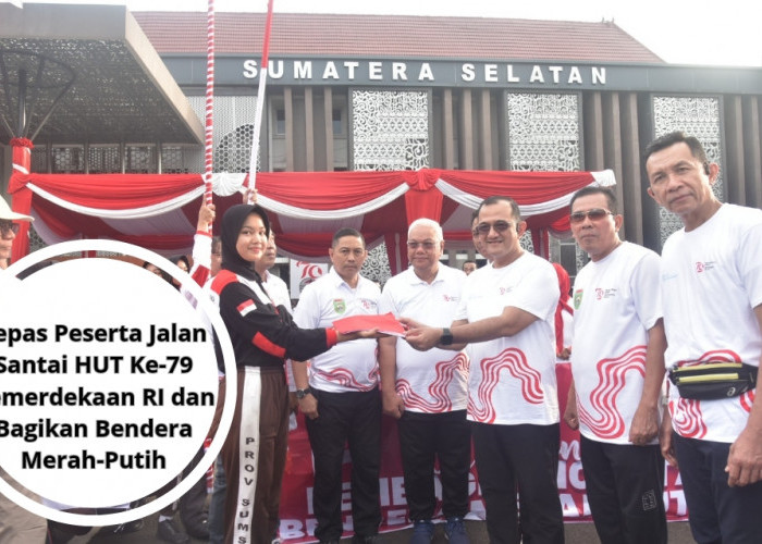 Lepas Peserta Jalan Santai HUT Ke-79 Kemerdekaan RI dan Bagikan Bendera Merah-Putih