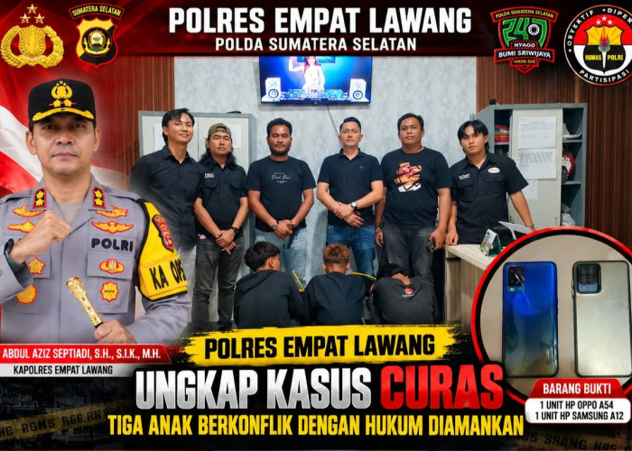 Tiga Anak Berkonflik dengan Hukum Diamankan Polres Empat Lawang, Kasus Jambret di Tanjung Beringin Terungkap