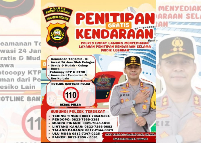 Polres Empat Lawang Sediakan Layanan Penitipan Kendaraan Gratis Selama Mudik Lebaran