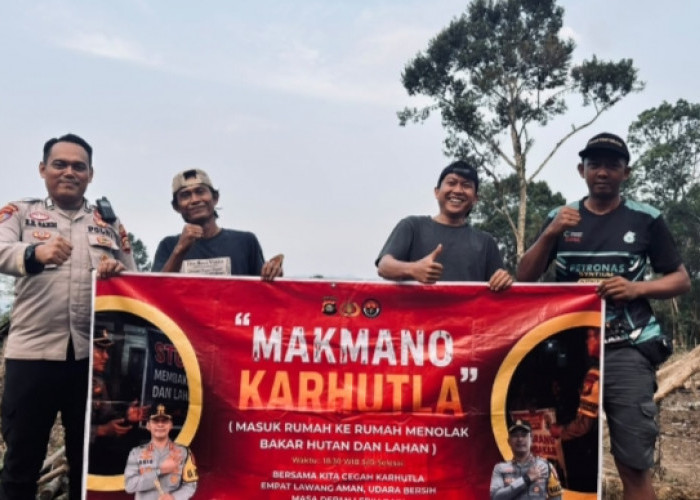 Patroli Makmano Karhutla, Polsek Muara Pinang Sambangi Warga Desa Talang Baru