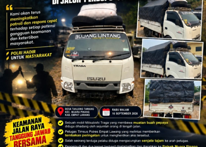 Polisi Gagalkan Aksi Diduga Begal Mobil Angkutan di Empat Lawang, Warga Apresiasi