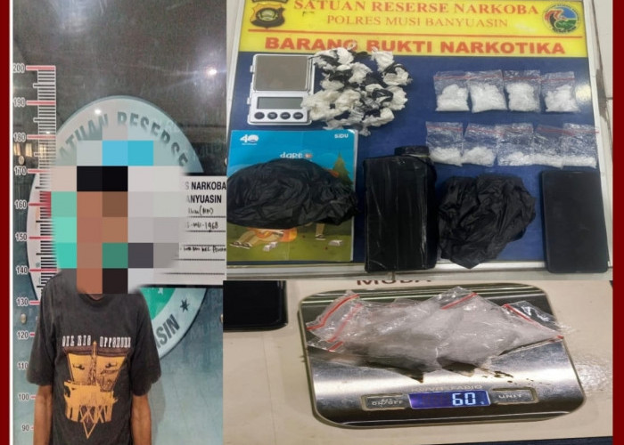 Satres Narkoba Polres Muba Tangkap Dua Pengedar Sabu Asal PALI, 60 Gram Barang Bukti Diamankan