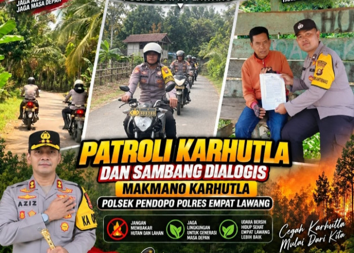 Patroli Makmano Karhutla, Polsek Pendopo Ajak Warga Cegah Kebakaran Hutan dan Lahan