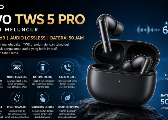 Vivo TWS 5 Pro Resmi Hadir, ANC 60 dB dan Audio Lossless Siap Manjakan Pecinta Musik