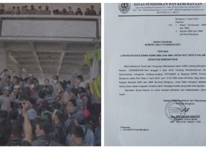 Dikbud Bengkulu Diduga Terbitkan SE Larang SMA/SMK Ikut Demo