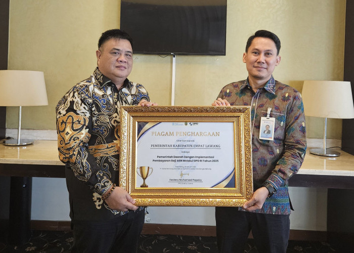 Pemkab Empat Lawang Raih Penghargaan Nasional Implementasi Pembayaran Gaji ASN via SIPD RI 2025