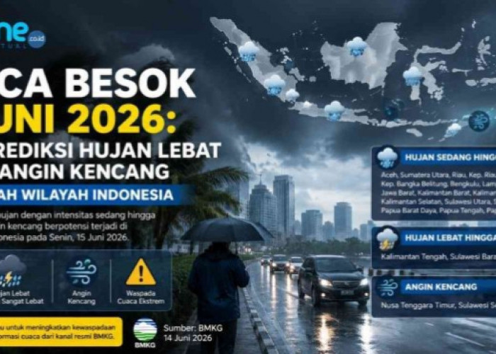 BMKG Keluarkan Peringatan Dini! Hujan Lebat hingga Angin Kencang Ancam Sejumlah Wilayah Indonesia pada 15 Juni