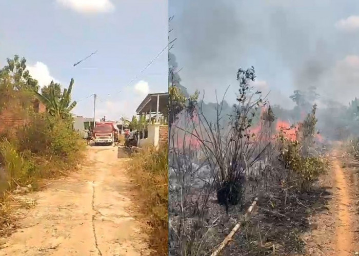 Breaking News! Terjadi Kebakaran Lahan Dekat Permukiman Warga di Tebing Tinggi Empat Lawang 
