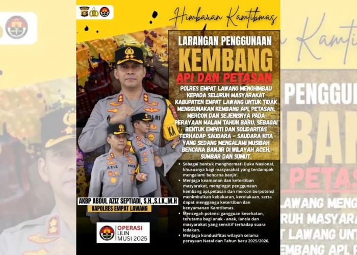 Polres Empat Lawang Imbau Warga Tidak Gunakan Kembang Api Saat Malam Tahun Baru 