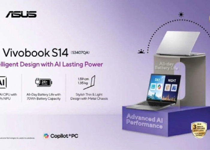 Laptop AI Tipis ASUS Vivobook S14 Hadir, Baterai Tahan Seharian untuk Produktivitas Maksimal