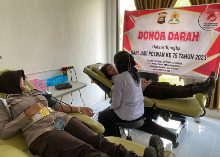 Semarak Solidaritas: Polwan Polres Empat Lawang Gelar Aksi Donor Darah dalam Rangka HUT ke-75