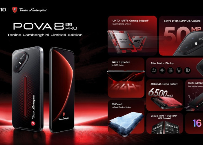 TECNO POVA 8 Pro 5G Tonino Lamborghini Resmi Dijual di Indonesia, Desain Mewah Bak Supercar