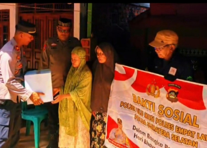 Hari Bhayangkara ke-80, Polsek Ulu Musi Salurkan Bansos untuk Keluarga Almarhum Suandi 