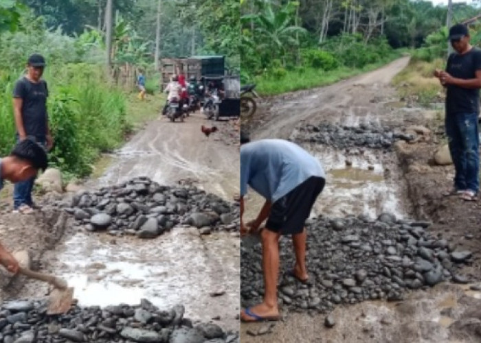 Prihatin Kondisi Jalan Desa PT Medco Energi Internasional Tbk Berikan Bantuan Material untuk Penimbunan Lubang