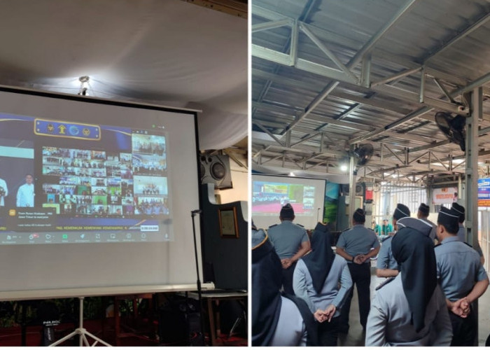 Lapas Kelas III Pagar Alam Ikuti Apel Pagi Virtual Bersama Kemenko Hukum dan HAM, Ini Pesan Kalapas