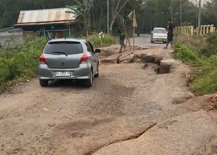 Waspada! Jalan Amblas di Desa Muara Teladan Terancam Putuskan Akses Keluang–Sekayu