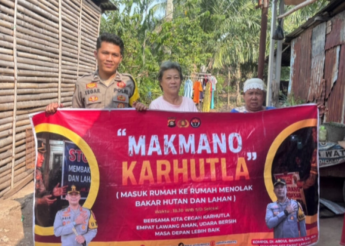 Cegah Karhutla, Bhabinkamtibmas Polsek Pendopo Sambangi Warga Desa Kungkilan