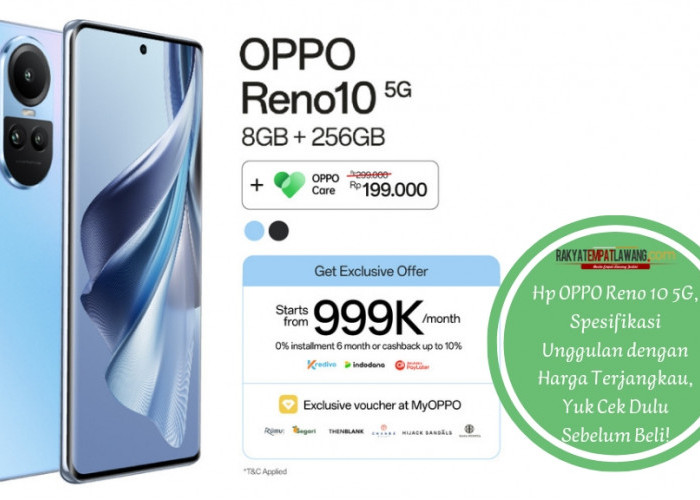 Hp OPPO Reno 10 5G, Spesifikasi Unggulan dengan Harga Terjangkau, Yuk Cek Dulu Sebelum Beli!